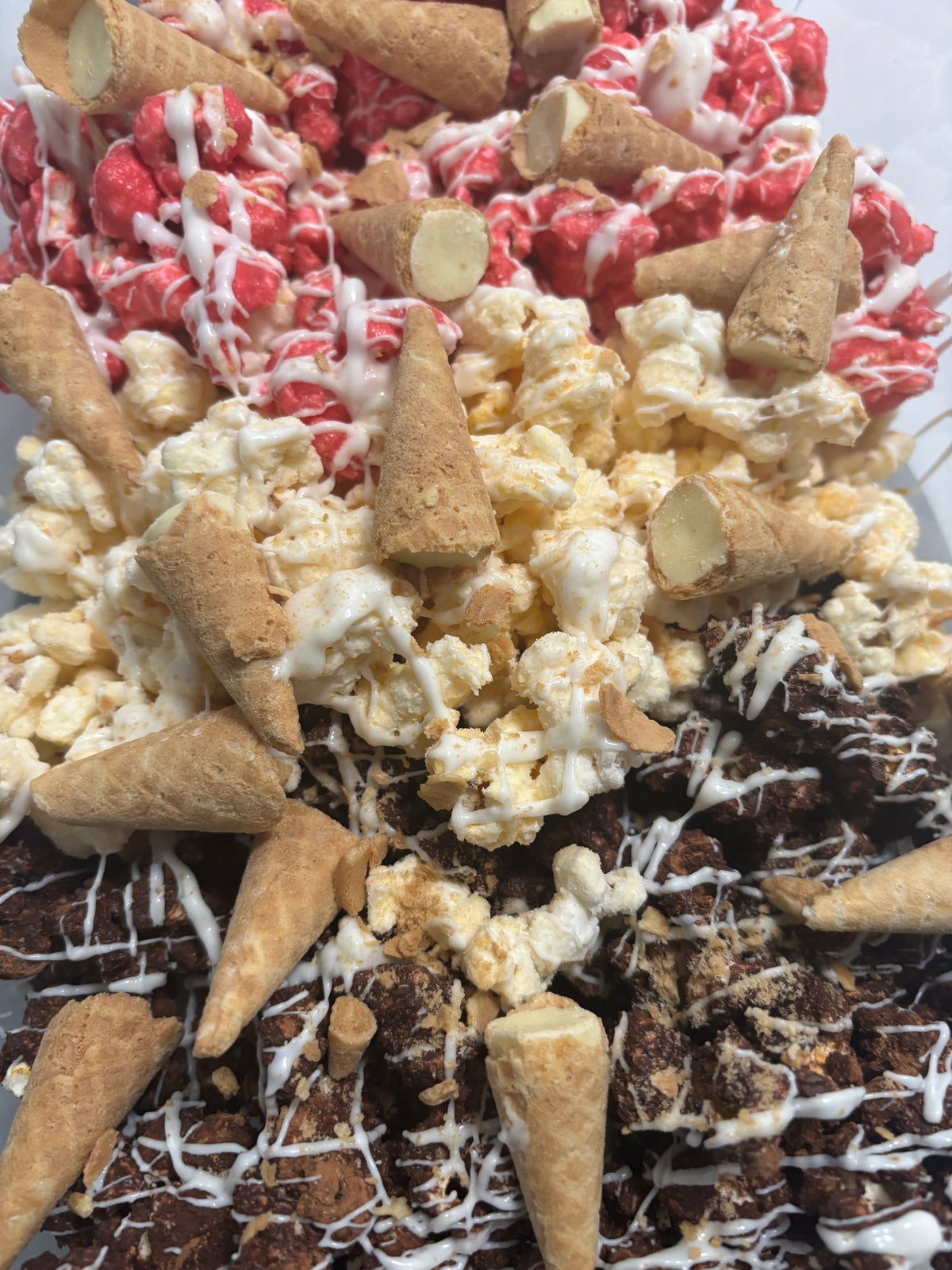 Neapolitan Velvets Popcorn Mix