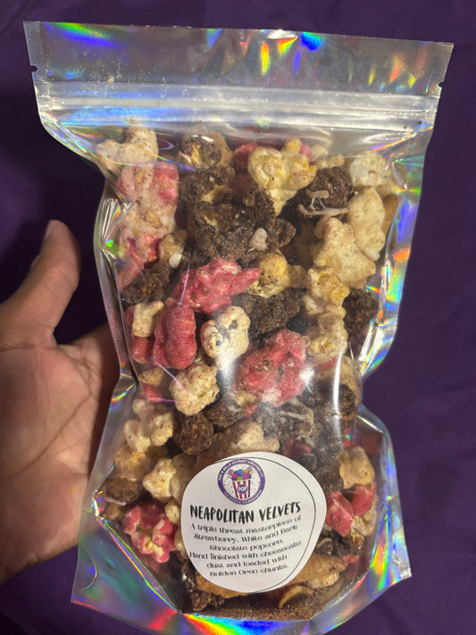 Neapolitan Velvets Popcorn Mix