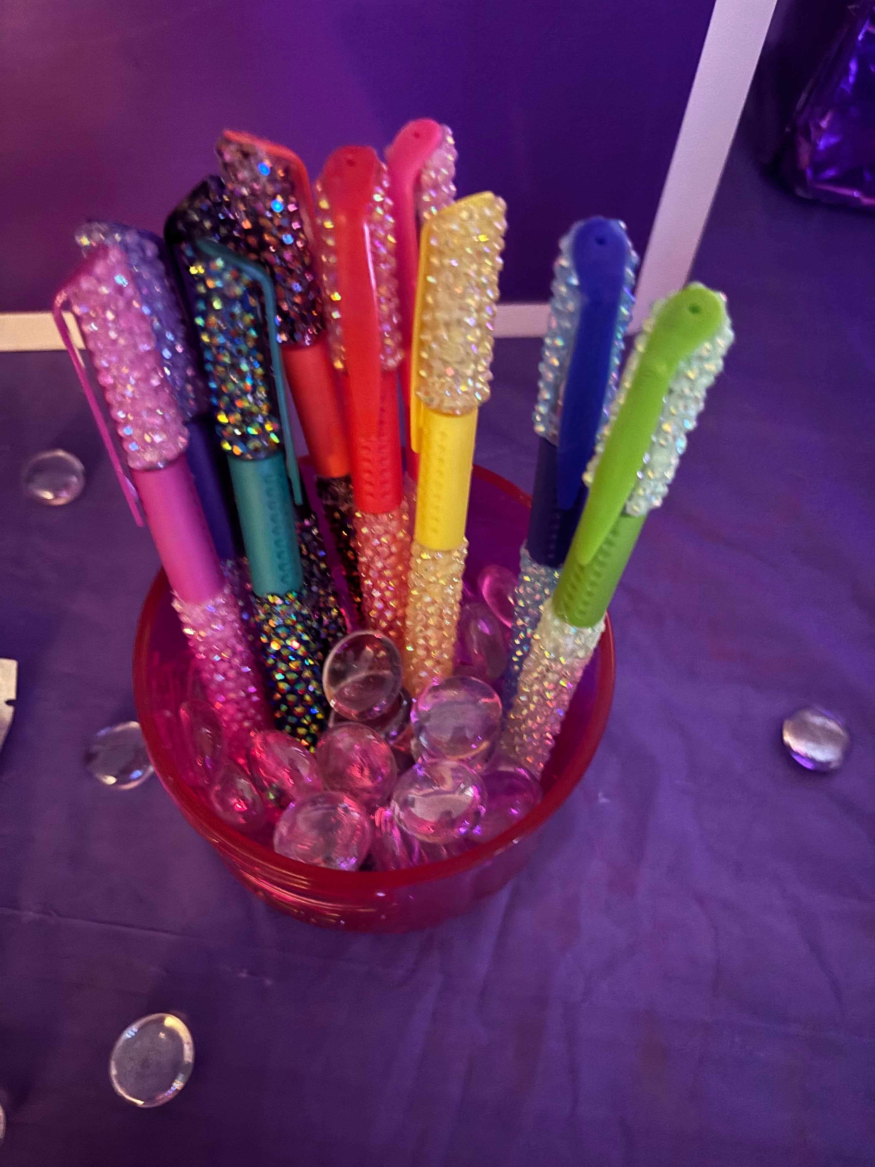 Dazzling Bling Gel Pens w/bling cap