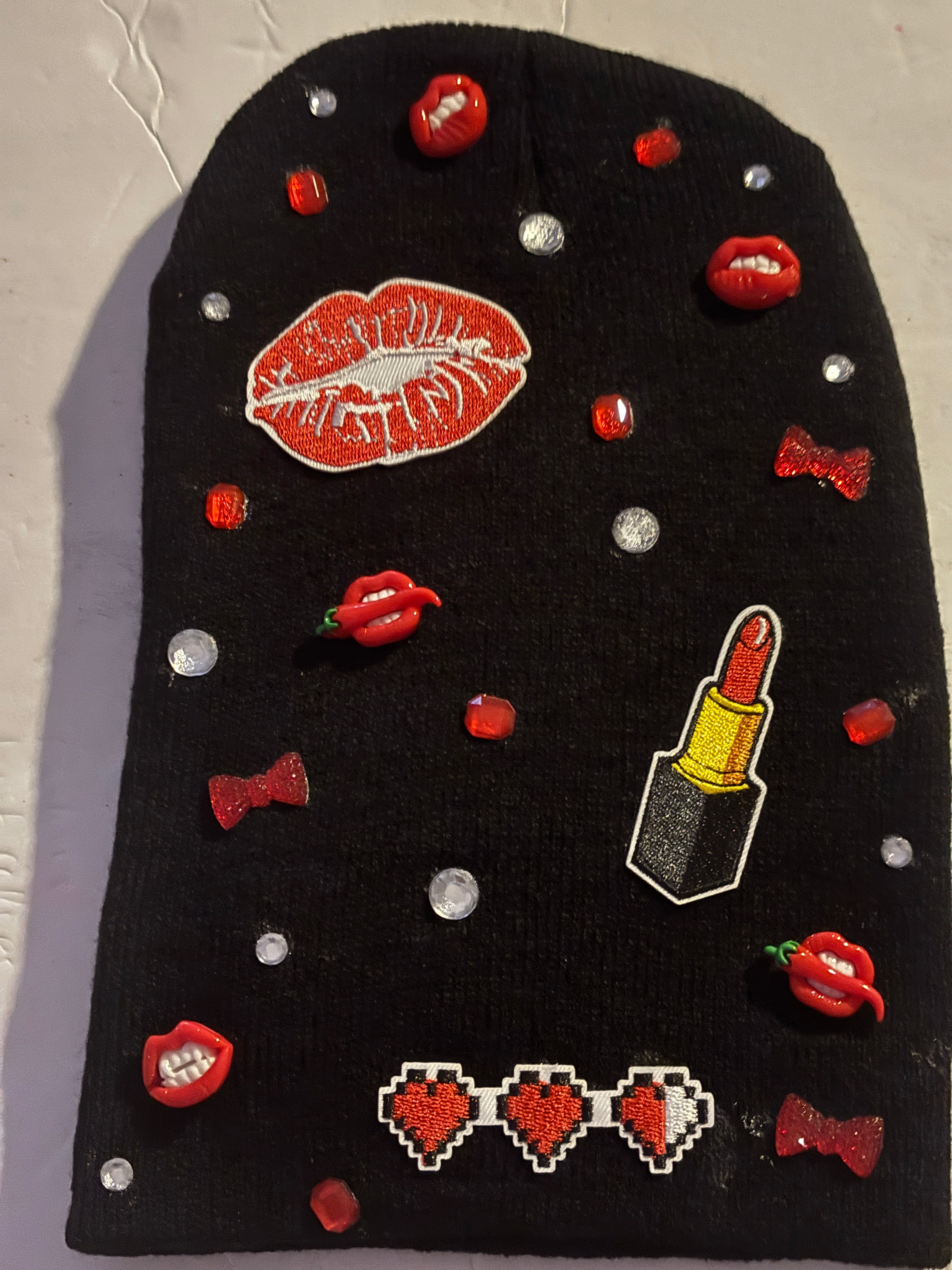 CUSTOM Hand-Embellished Patch and Bling Beanies
