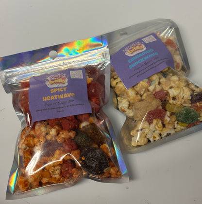 Pop n Sour Edition Pucker Packs Gourmet Gummy Candy & Popcorn Mixes
