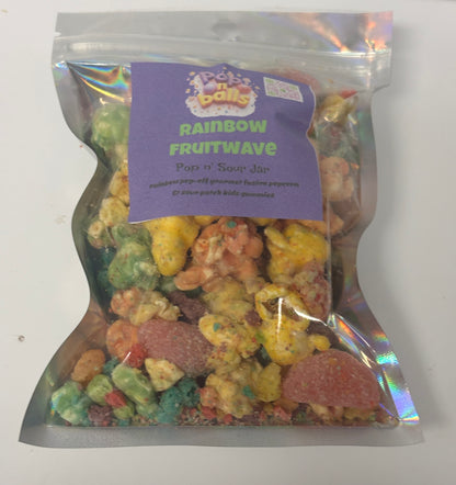 Rainbow Fruitwave Pop n' Sour  Bags | Gourmet Gummy Candy & Popcorn Mix