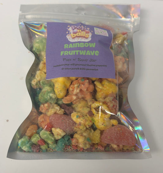 Rainbow Fruitwave Pop n' Sour  Bags | Gourmet Gummy Candy & Popcorn Mix
